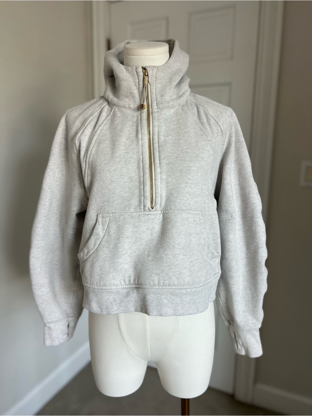 Lululemon Scuba Oversized Half-Zip Hoodie Heathered Bone / Gold XS/S